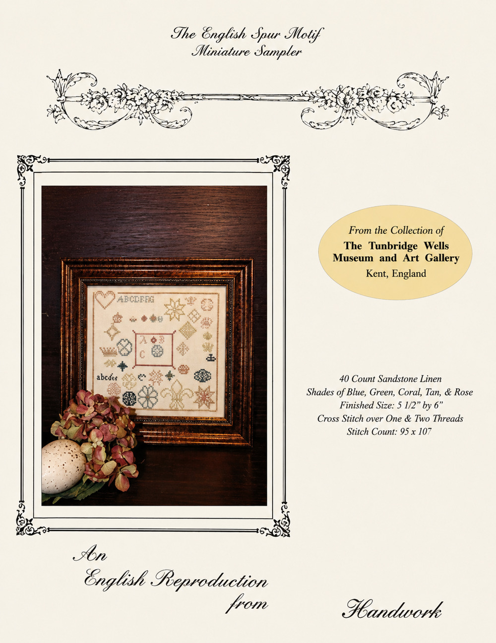 1995 The English Spot Motif Miniature Sampler Circa 1700s Cross Stitch Kit OOP